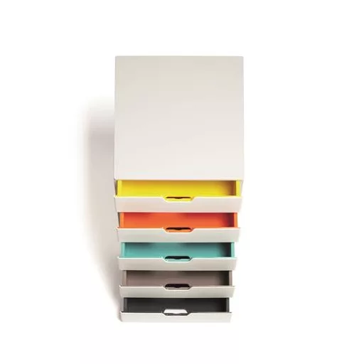 Irattároló, műanyag, 5 fiókos, DURABLE "VARICOLOR® 5", fehér