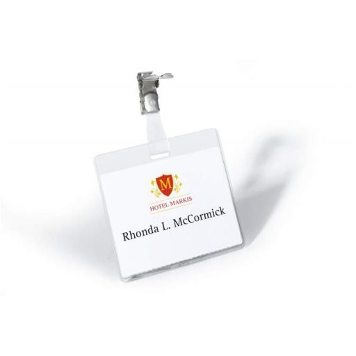 Névkitűző, csíptetővel, 60x90mm, DURABLE