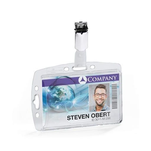 Azonosítókártya-tartó, akril, zárt, csíptetővel, DURABLE