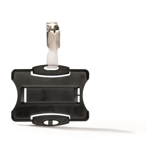 Azonosítókártya-tartó, 54x85 mm, csiptetővel, DURABLE, fekete