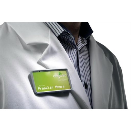 Névkitűző, mágnessel, 75x40 mm, DURABLE, fekete