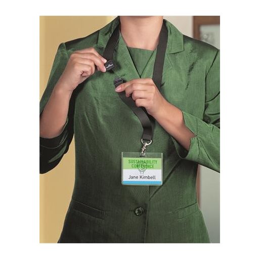 Nyakbaakasztó, karabinerrel, DURABLE "ECO", fekete