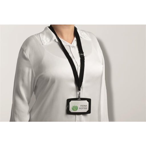 Nyakbaakasztó, karabinerrel, DURABLE "ECO", fekete