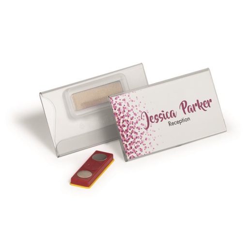 Névkitűző, mágnessel, elfordulásgátlóval, 75x40 mm, DURABLE