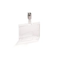   Azonosítókártya-tartó, nyitott, csíptetővel, átlátszó