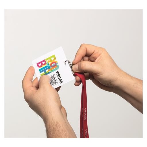 Névkitűző, Euro kivágás, 97x86 mm, DURABLE "VISITOR BADGE", fehér