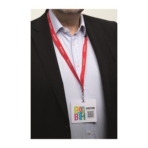 Névkitűző, Euro kivágás, 97x86 mm, DURABLE "VISITOR BADGE", fehér