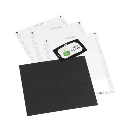 Névkitűző, 54x90 mm, újrafeldolgozott karton, DURABLE, fekete