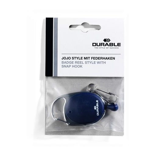 Azonosítókártya-tartó, kihúzható, karabineres, DURABLE "Style", sötétkék