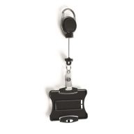   Azonosítókártya-tartó, kihúzható, karabineres, DURABLE "Extra strong", kártyatartóval, fekete