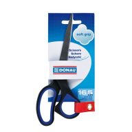   Olló, irodai, 16,5 cm, DONAU "Soft Grip", fekete-kék