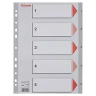 Regiszter, műanyag, A4, 1-5, ESSELTE, szürke
