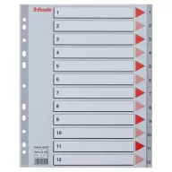 Regiszter, műanyag, A4 Maxi, 1-12, ESSELTE, szürke