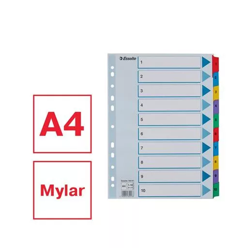 Regiszter, karton, A4, 1-10, ESSELTE "Mylar"