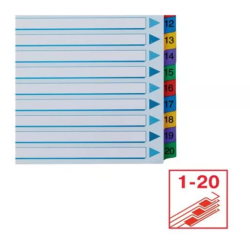 Regiszter, karton, A4, 1-20, ESSELTE "Mylar"