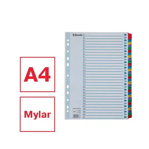 Regiszter, karton, A4, 1-31, ESSELTE "Mylar"