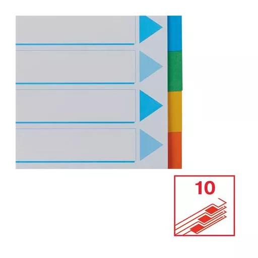 Regiszter, karton, A4, 10 részes, írható előlappal, ESSELTE "Standard", színes