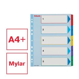   Regiszter, laminált karton, A4 maxi, 1-5, újraírható, ESSELTE