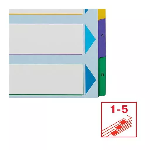 Regiszter, laminált karton, A4 maxi, 1-5, újraírható, ESSELTE