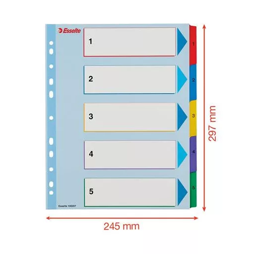 Regiszter, laminált karton, A4 maxi, 1-5, újraírható, ESSELTE