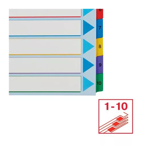 Regiszter, laminált karton, A4 Maxi, 1-10, újraírható, ESSELTE