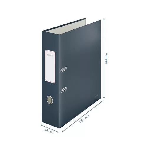 Iratrendező, 80 mm, A4, karton, 180°, LEITZ "Cosy Soft Touch", bársonyszürke