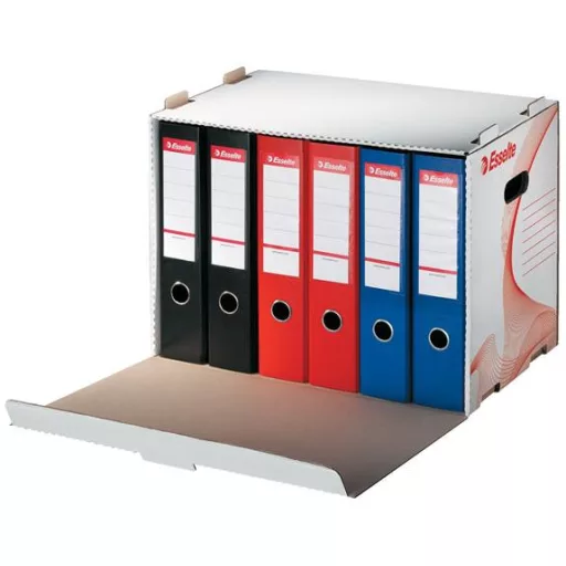 Archiválókonténer, karton, előre nyíló, iratrendezőnek, ESSELTE "Standard", fehér