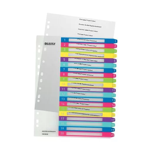 Regiszter, műanyag, A4 Maxi, 1-20, LEITZ "Wow"