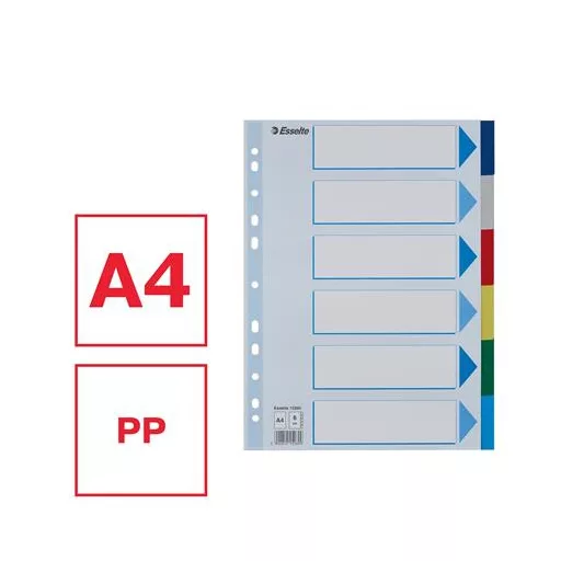Regiszter, műanyag, A4, 6 részes, ESSELTE