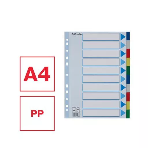 Regiszter, műanyag, A4, 10 részes, ESSELTE
