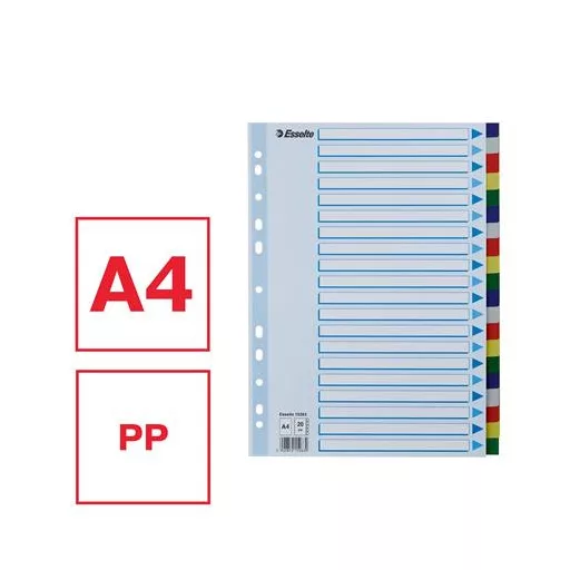 Regiszter, műanyag, A4, 20 részes, ESSELTE