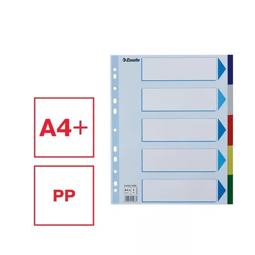 Regiszter, műanyag, A4 Maxi, 5 részes, ESSELTE