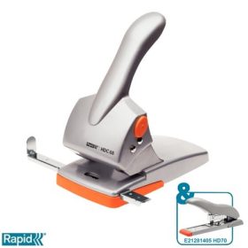   Lyukasztó, nagyteljesítményű, kétlyukú, 65 lap, RAPID "HDC65 Fashion", ezüst/narancssárga