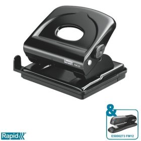   Lyukasztó, kétlyukú, 25 lap, fém, RAPID "FMC25", fekete