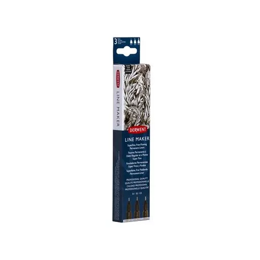 Tűfilc szett, 0,1/ 0,3/0,5 mm, DERWENT "Line Marker", fekete