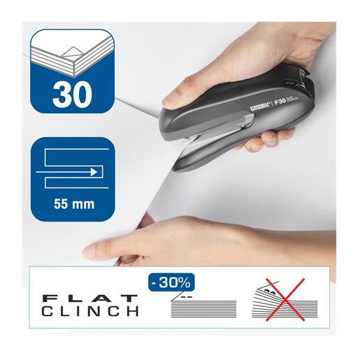 Tűzőgép, 24/6, 26/6, 30 lap, lapos tűzés, RAPID "F30", fekete