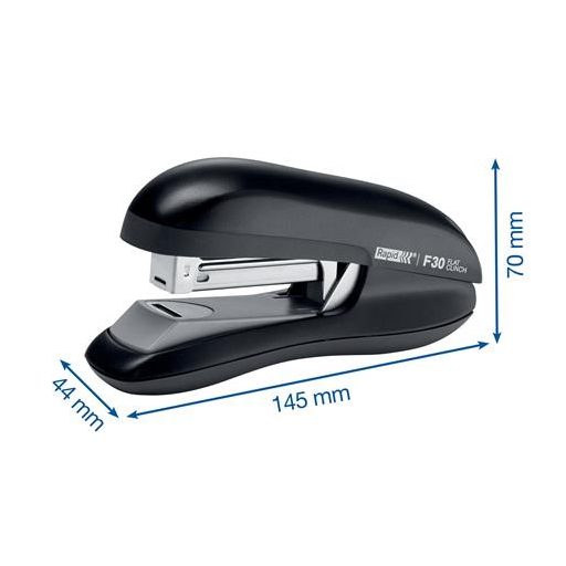 Tűzőgép, 24/6, 26/6, 30 lap, lapos tűzés, RAPID "F30", fekete