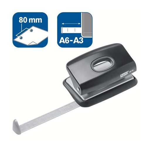 Lyukasztó, kétlyukú, 10 lap, RAPID "FC10 Fashion", fekete