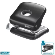   Lyukasztó, kétlyukú, 30 lap, RAPID "FC30", fekete