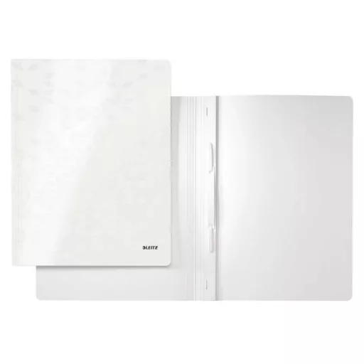 Gyorsfűző, laminált karton, A4, LEITZ "Wow", fehér
