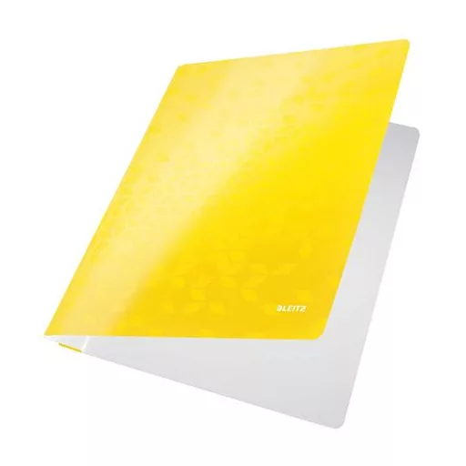 Gyorsfűző, laminált karton, A4, LEITZ "Wow", sárga