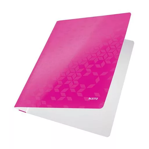Gyorsfűző, laminált karton, A4, LEITZ "Wow", rózsaszín