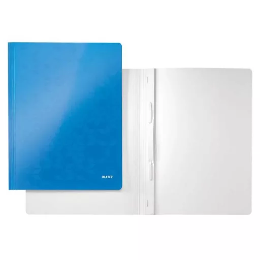 Gyorsfűző, laminált karton, A4, LEITZ "Wow", kék