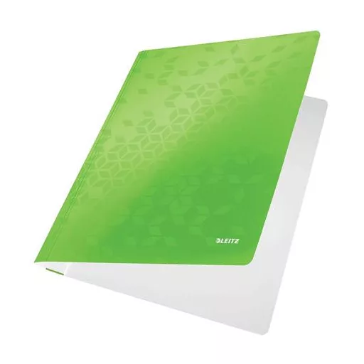 Gyorsfűző, laminált karton, A4, LEITZ "Wow", zöld
