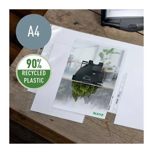 Genotherm, felül és belső oldalon nyitott, A4, PP, 140 mikron, narancsos felület, LEITZ "Recycle"