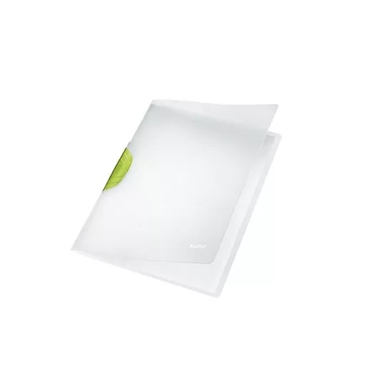 Gyorsfűző, klipes, PP, A4, LEITZ "ColorClip Magic", zöld