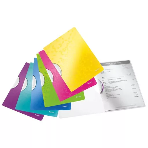 Gyorsfűző, klipes, PP, A4, LEITZ "Wow ColorClip" jégkék