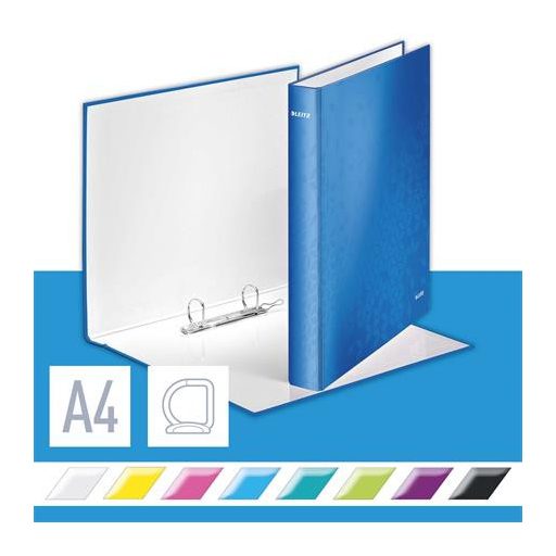 Gyűrűs könyv, 2 gyűrű, D alakú, 40 mm, A4 Maxi, karton, LEITZ "Wow", kék