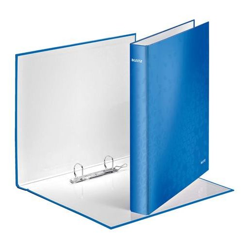 Gyűrűs könyv, 2 gyűrű, D alakú, 40 mm, A4 Maxi, karton, LEITZ "Wow", kék