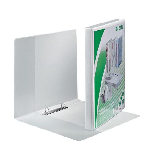 Gyűrűs könyv, panorámás, 2 gyűrű, O alakú, 30 mm, A4 Maxi, PP, LEITZ, fehér